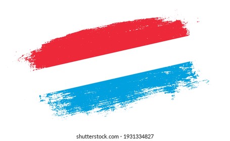 Flag of Luxembourg country on brush paint stroke trail view. Elegant texture of national country flag