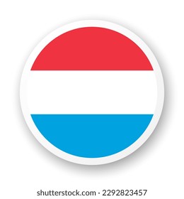 Flag of Luxembourg flat icon. Round vector element with shadow underneath. Best for mobile apps, UI and web design.