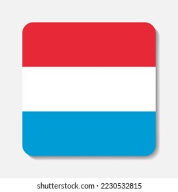 Flag of Luxembourg flat icon. Square vector element with shadow underneath. Best for mobile apps, UI and web design.