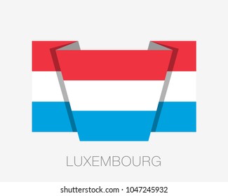 Flag of Luxembourg. Flat Icon Waving Flag with Country Name on a White Background