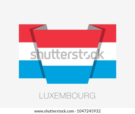 Flag of Luxembourg. Flat Icon Waving Flag with Country Name on a White Background