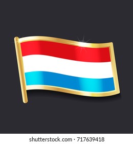 flag of  Luxembourg in the form of badge, flat image