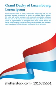 Flag of Luxembourg, Grand Duchy of Luxembourg. Template for award design, an official document with the flag of Luxembourg and other uses. Bright, colorful vector illustration.
