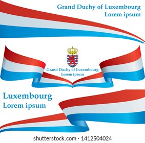 Flag of Luxembourg, Grand Duchy of Luxembourg. Template for award design, an official document with the flag of Luxembourg and other uses. Bright, colorful vector illustration.