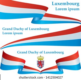 Flag of Luxembourg, Grand Duchy of Luxembourg. Template for award design, an official document with the flag of Luxembourg and other uses. Bright, colorful vector illustration.