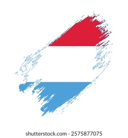 Flag of Luxembourg Grunge Brush Stroke Style Vector