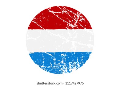Flag of Luxembourg Grunge Style. Hand Painted with Brush. Vector Illustration.