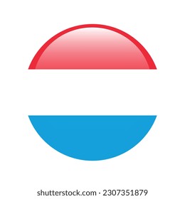 The flag of Luxembourg. Flag icon. Standard color. Round flag. 3d illustration. Computer illustration. Digital illustration. Vector illustration.