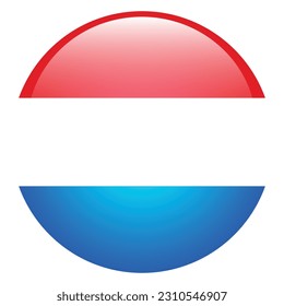 The flag of Luxembourg. Flag icon. Standard color. Round flag. 3d illustration. Computer illustration. Digital illustration. Vector illustration.