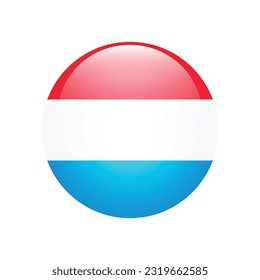 The flag of Luxembourg. Flag icon. Standard color. The round flag. 3d illustration. Computer illustration. Digital illustration. Vector illustration.