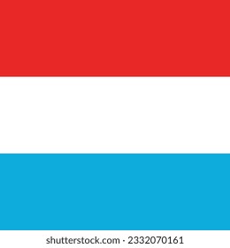 The flag of Luxembourg. Flag icon. Standard color. A square flag. Computer illustration. Digital illustration. Vector illustration.