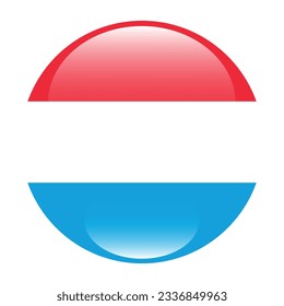 Flag of Luxembourg. Flag icon. Standard color. Circle icon flag. 3d illustration. Computer illustration. Digital illustration. Vector illustration.