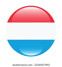 The flag of Luxembourg. Flag icon. Standard color. Circle icon flag. 3d illustration. Computer illustration. Digital illustration. Vector illustration.
