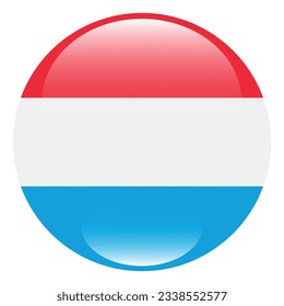 The flag of Luxembourg. Flag icon. Standard color. Circle icon flag. 3d illustration. Computer illustration. Digital illustration. Vector illustration.