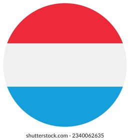The flag of Luxembourg. Flag icon. Standard color. Circle icon flag. Computer illustration. Digital illustration. Vector illustration.