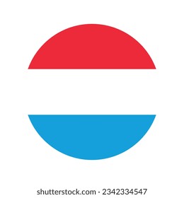 The flag of Luxembourg. Flag icon. Standard color. Circle icon flag. Computer illustration. Digital illustration. Vector illustration.