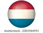 Flag of Luxembourg. Luxembourgish national symbol in official colors. Template icon. Abstract vector background. Round glass light ball, 3D big bubble, sphere.