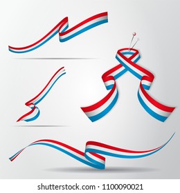 Flag of Luxembourg. Luxemburg ribbons set. Vector illustration.