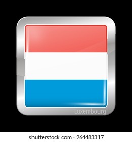 Flag of Luxembourg. Metal Icons Square Shape. This is File from the Collection European Flags