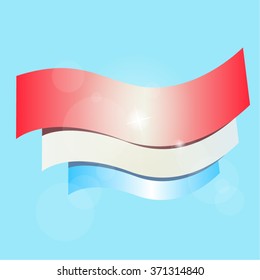 Flag of Luxembourg on a blue background. Vector illustration. Eps 10