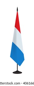 Flagge Luxemburgs auf einem Flaggenpersonal. Vektorillustration