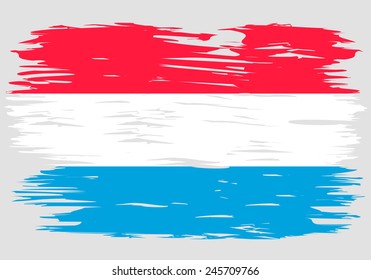 The flag of Luxembourg,. Painted brush colored inks. Symbol Independence Day National Patriotic Travel Country Background Grunge Paint Stock Vector Icon Logo Picture Image Illustration Political