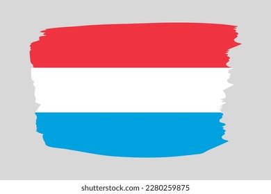 Die luxemburgische Flagge wurde mit einem Pinselstrich gemalt. Abstraktes Konzept. Nationalflagge im Grunge-Stil. Vektorgrafik