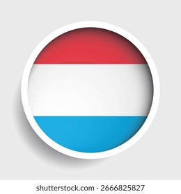 Bandera de Luxemburgo, icono redondo con sombra, símbolo nacional