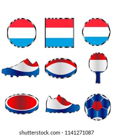 flag of Luxembourg, a set of different icons of the color of the flag of Luxembourg