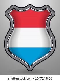 Flag of Luxembourg. Vector Badge and Icon. Horizontal Orientation Version