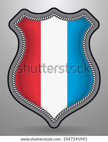 Flag of Luxembourg. Vector Badge and Icon. Vertical Orientation Version