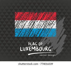 Flag of Luxembourg, vector chalk illustration on black background
