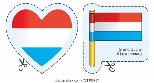 Flag of Luxembourg. Vector cut sign here, isolated on white. Can be used for design, stickers, souvenirs.