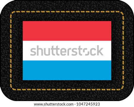 Flag of Luxembourg. Vector Icon on Black Leather Backdrop. Aspect Ratio 2:3