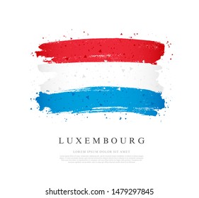 Flag of Luxembourg. Vector illustration on a white background. Brush strokes are drawn by hand. Independence Day.