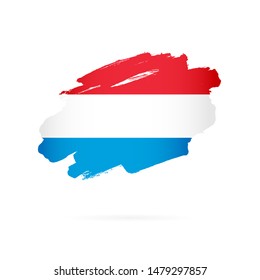 Flag of Luxembourg. Vector illustration on a white background. Brush strokes are drawn by hand.