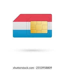 Flag of Luxembourg. Vector illustration of SIM Card with flag on white background