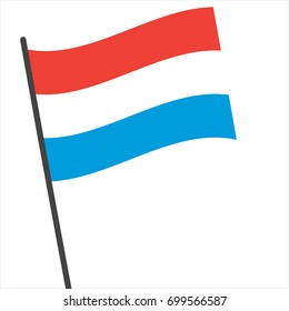 Flag of Luxembourg  , Luxembourg  flag waving isolated vector illustration
