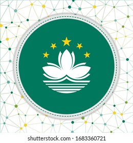 Flag of Macao with network background. Macao sign. Appealing vector illustration.