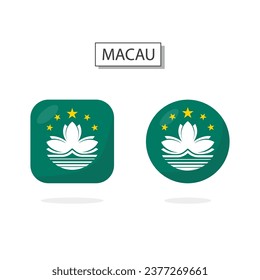 Flag of Macau 2 Shapes icon 3D cartoon style.