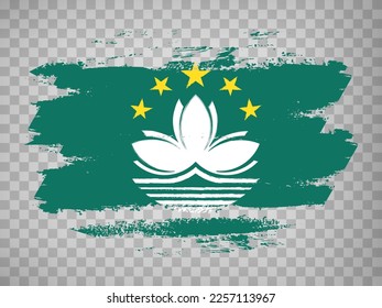 Bandera del fondo del pincel de Macau.  Marca Macao de China sobre fondo transparente para tu diseño, aplicación, interfaz de usuario.  Vector de material. EPS10.
