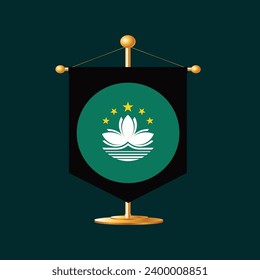 La bandera de Macao. Icono de indicador de botón. Color estándar. Indicador de icono de círculo. 3 quinquies ilustración. Ilustración del equipo. Ilustración digital. Ilustración vectorial.