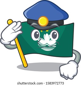 Flag macau Cartoon character dressed as a Police officer