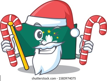 Flag macau Cartoon character in Santa with candy