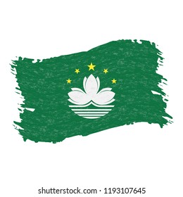 Flag of Macau, Grunge Abstract Brush Stroke Isolated On A White Background. Vector Illustration. National Flag In Grungy Style. Use For Brochures, Printed Materials, Logos, Independence Day