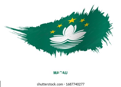 Flagge von Macau im Grunge-Stil mit Welleneffekt, Vektorillustration Grunge Pinselstrich Fahne.