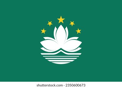 The flag of Macau. Flag icon. Standard color. Standard size. A rectangular flag. Computer illustration. Digital illustration. Vector illustration.