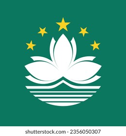 The flag of Macau. Flag icon. Standard color. A square flag. Computer illustration. Digital illustration. Vector illustration.
