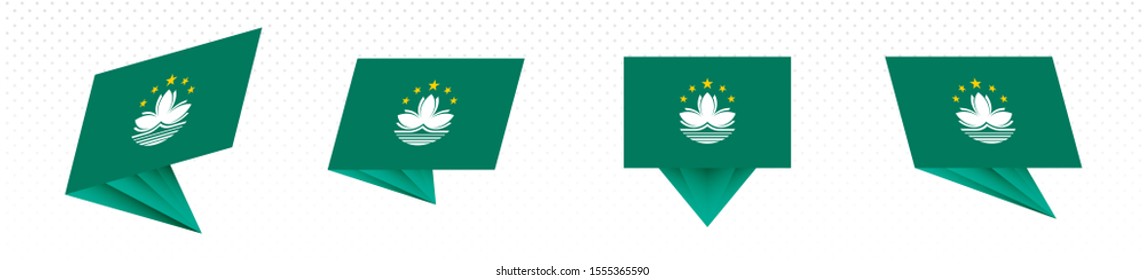 Flag of Macau in modern abstract design, vector flag set.