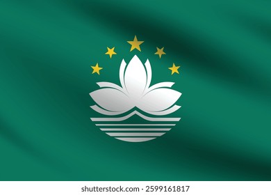 Flag of Macau. Macau flag official colors and proportion digital vector illustration. Wavy flag.